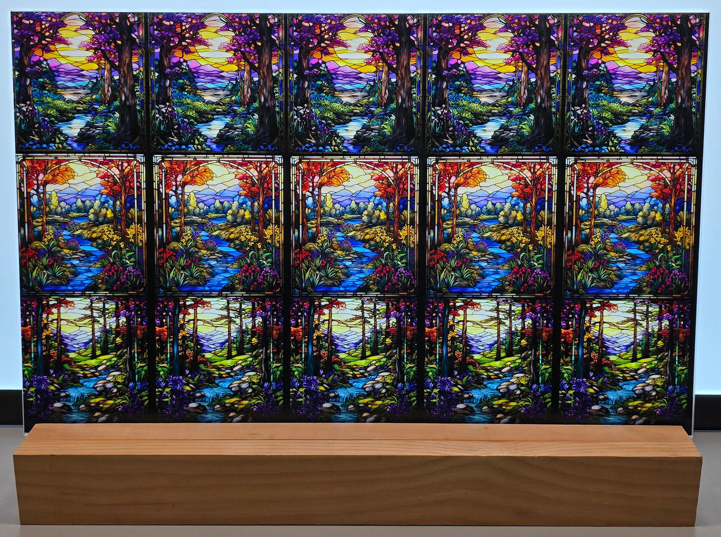 DecoCraft - Scenic Elevated Texture Tiles - Realistic Stained Glass - Woodland Reflections