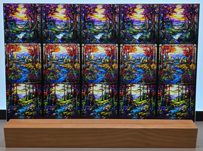 DecoCraft - Scenic Elevated Texture Tiles - Realistic Stained Glass - Woodland Reflections