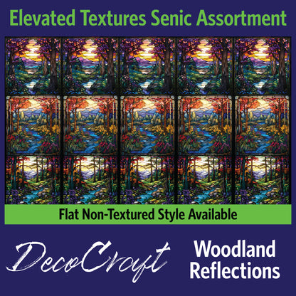 DecoCraft - Scenic Elevated Texture Tiles - Realistic Stained Glass - Woodland Reflections