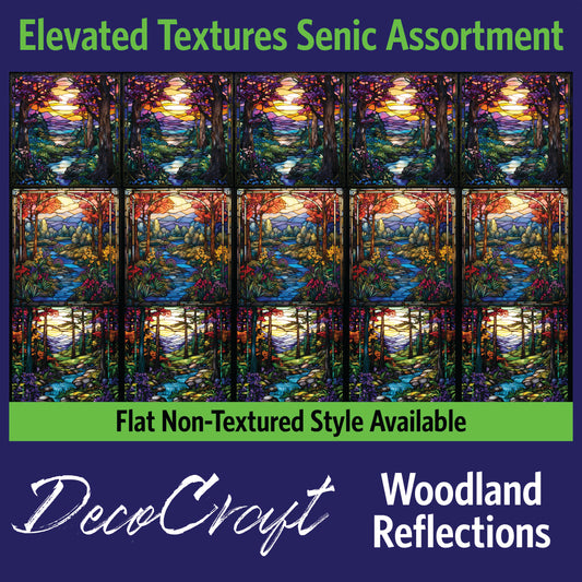 DecoCraft - Scenic Elevated Texture Tiles - Realistic Stained Glass - Woodland Reflections
