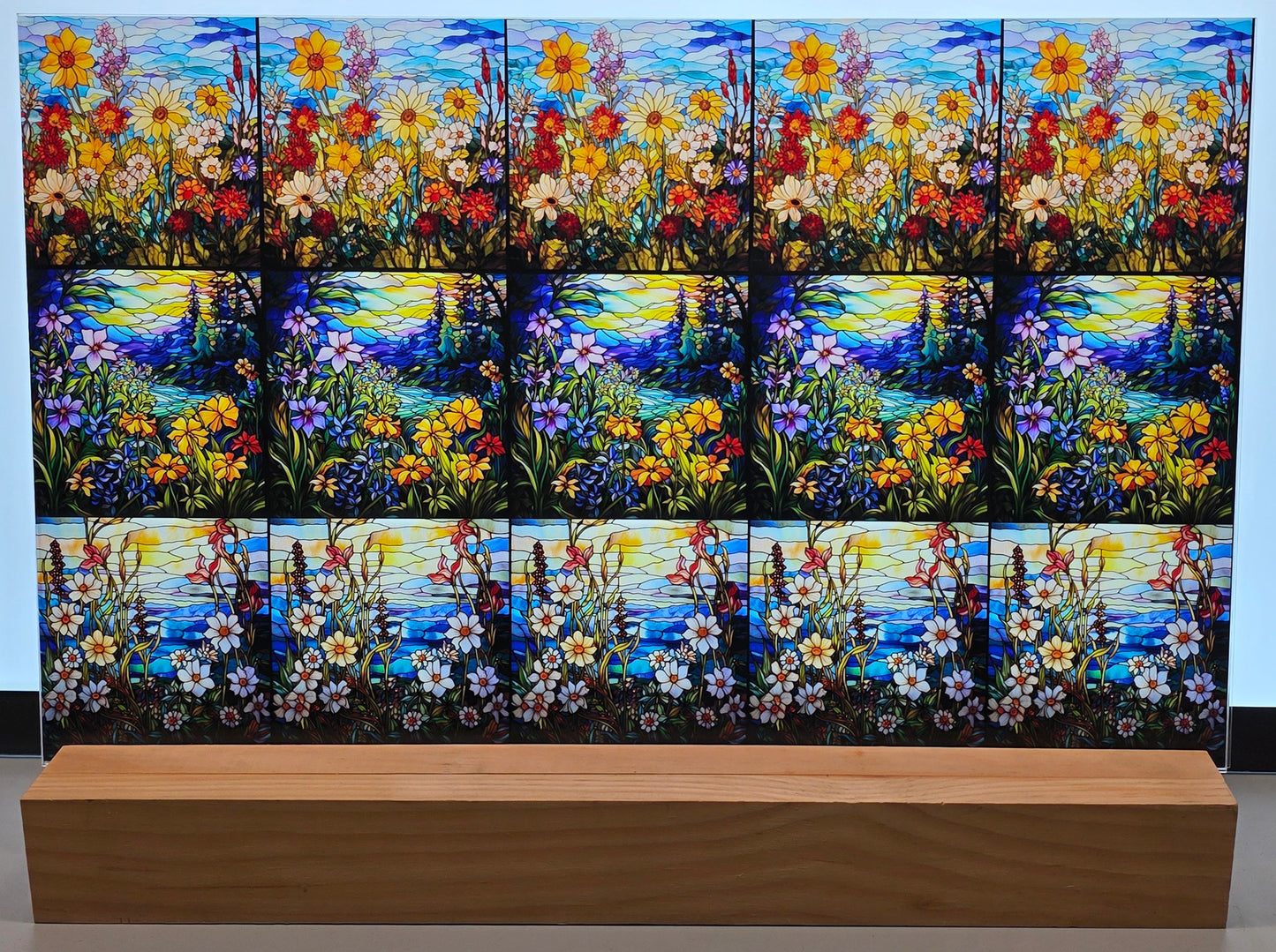 DecoCraft - Scenic Elevated Texture Tiles - Realistic Stained Glass - Wildflower Shores