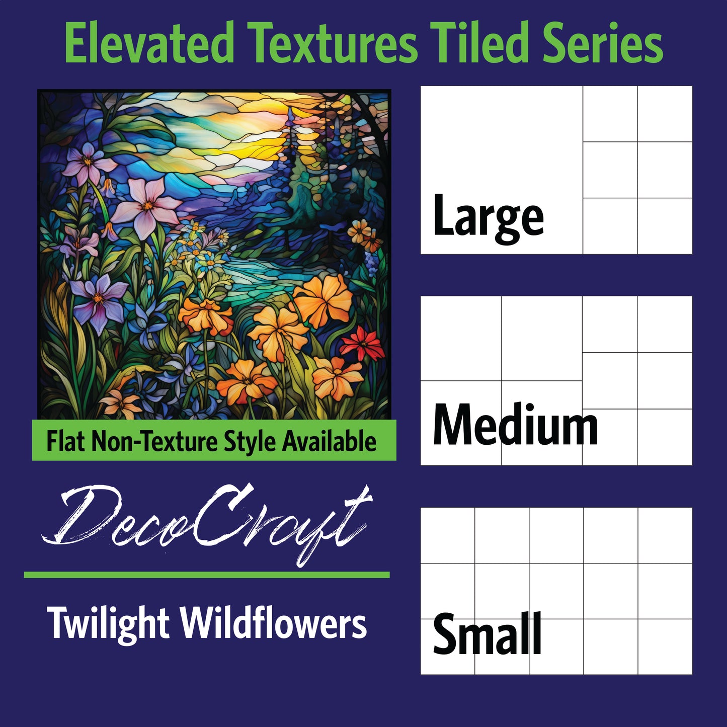 DecoCraft - Scenic Elevated Texture Tiles - Twilight Wildflowers