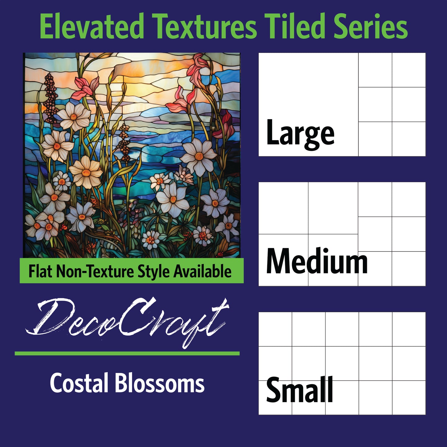 DecoCraft - Scenic Elevated Texture Tiles - Coastal Blossoms