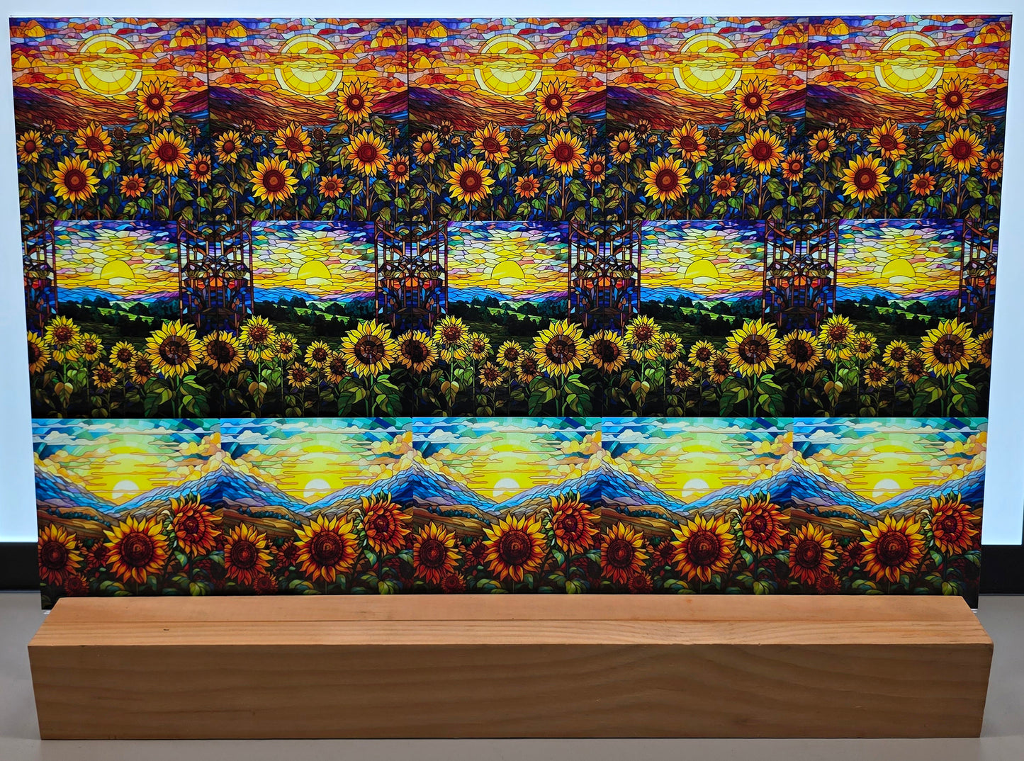 DecoCraft - Scenic Elevated Texture Tiles - Realistic Stained Glass - Sunflower Horizons