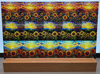 DecoCraft - Scenic Elevated Texture Tiles - Realistic Stained Glass - Sunflower Horizons