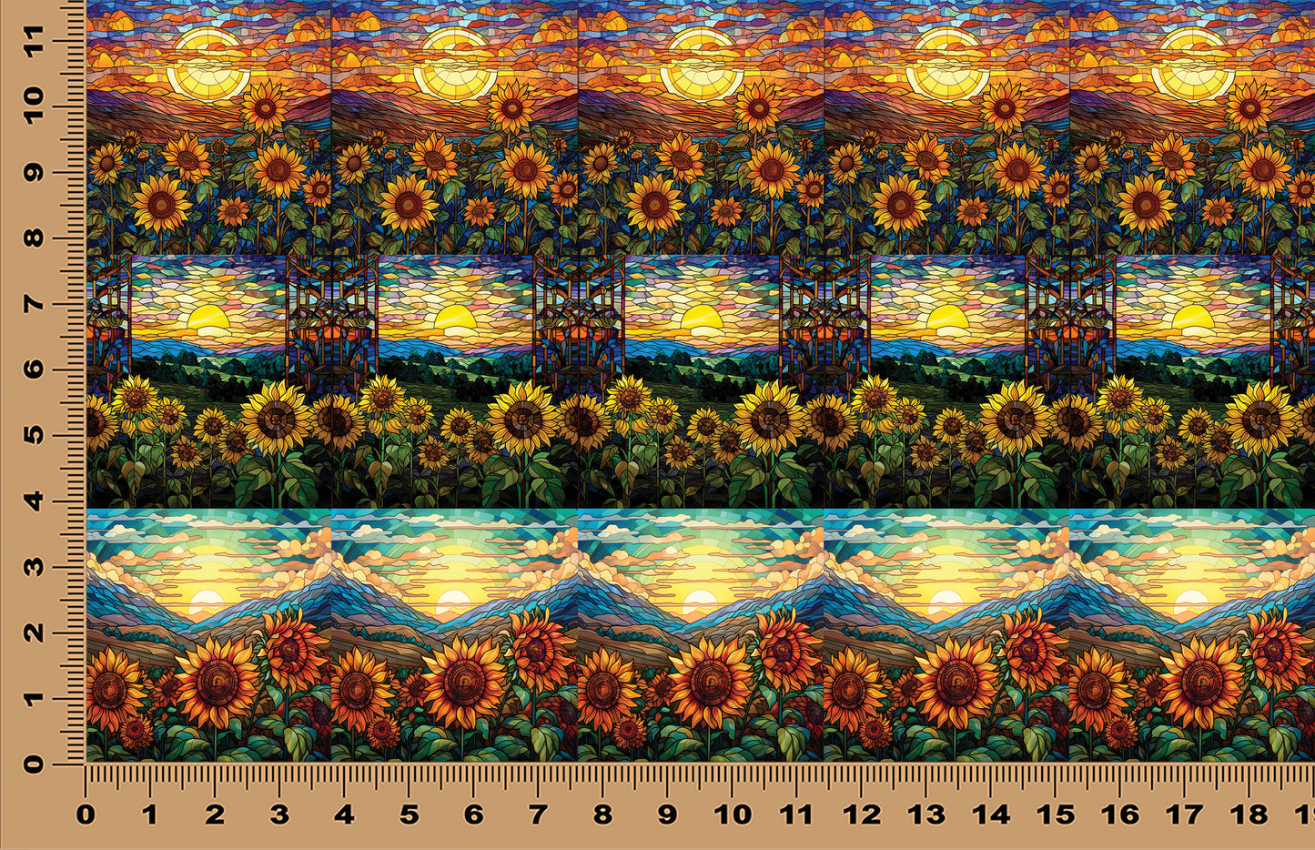 DecoCraft - Scenic Elevated Texture Tiles - Realistic Stained Glass - Sunflower Horizons