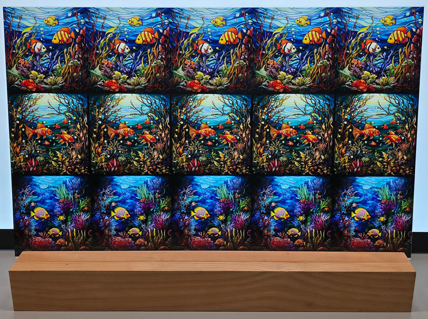 DecoCraft - Scenic Elevated Texture Tiles - Realistic Stained Glass - Tropical Coral Reef