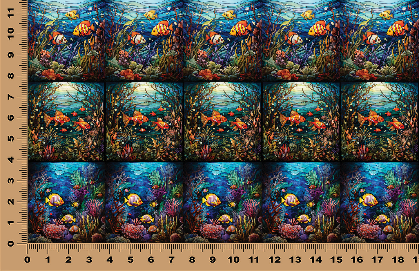 DecoCraft - Scenic Elevated Texture Tiles - Realistic Stained Glass - Tropical Coral Reef