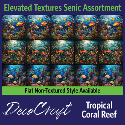 DecoCraft - Scenic Elevated Texture Tiles - Realistic Stained Glass - Tropical Coral Reef