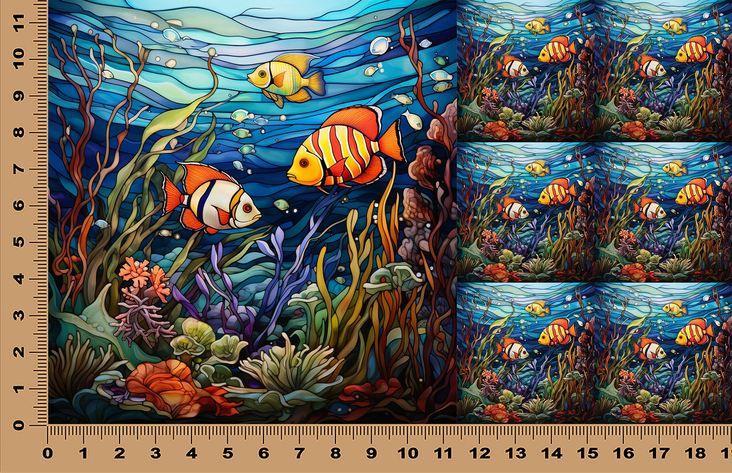 DecoCraft - Scenic Elevated Texture Tiles - Sunlit Reef School