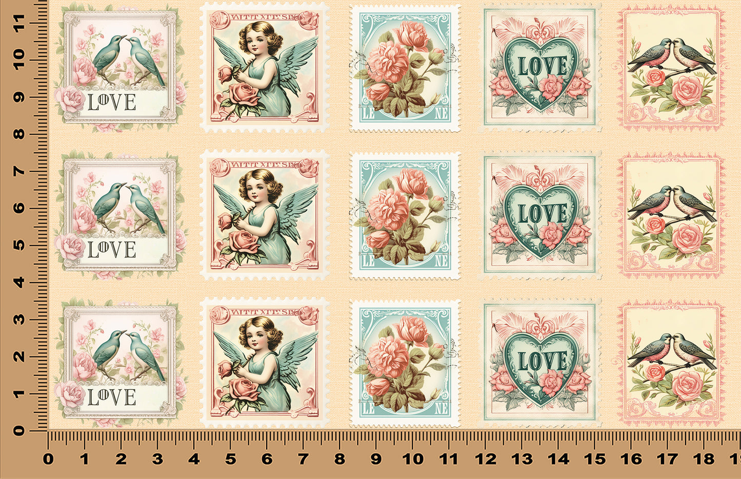 DecoCraft - Stamp Tiles Series - Vintage Love Stamps - Collection I