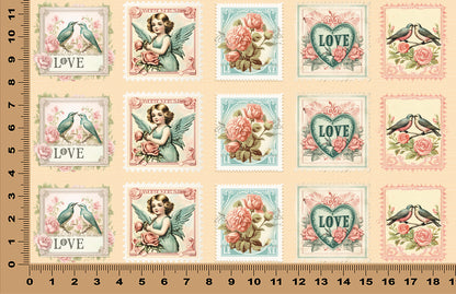 DecoCraft - Stamp Tiles Series - Vintage Love Stamps - Collection I