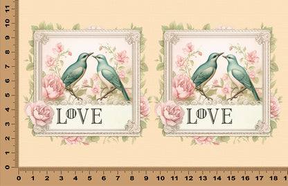 DecoCraft - Stamp Tiles Series - Lovebirds in Bloom