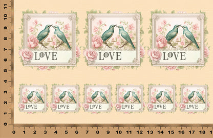 DecoCraft - Stamp Tiles Series - Lovebirds in Bloom