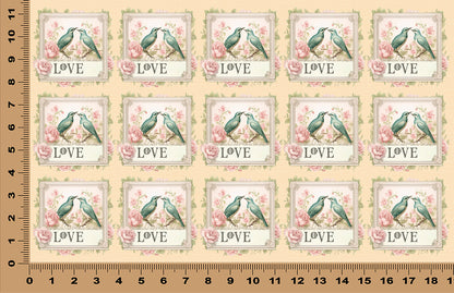 DecoCraft - Stamp Tiles Series - Lovebirds in Bloom