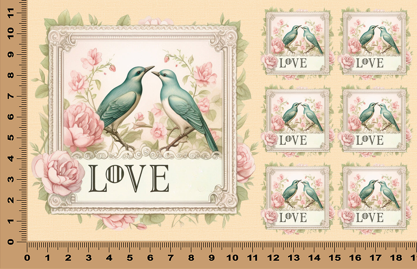 DecoCraft - Stamp Tiles Series - Lovebirds in Bloom