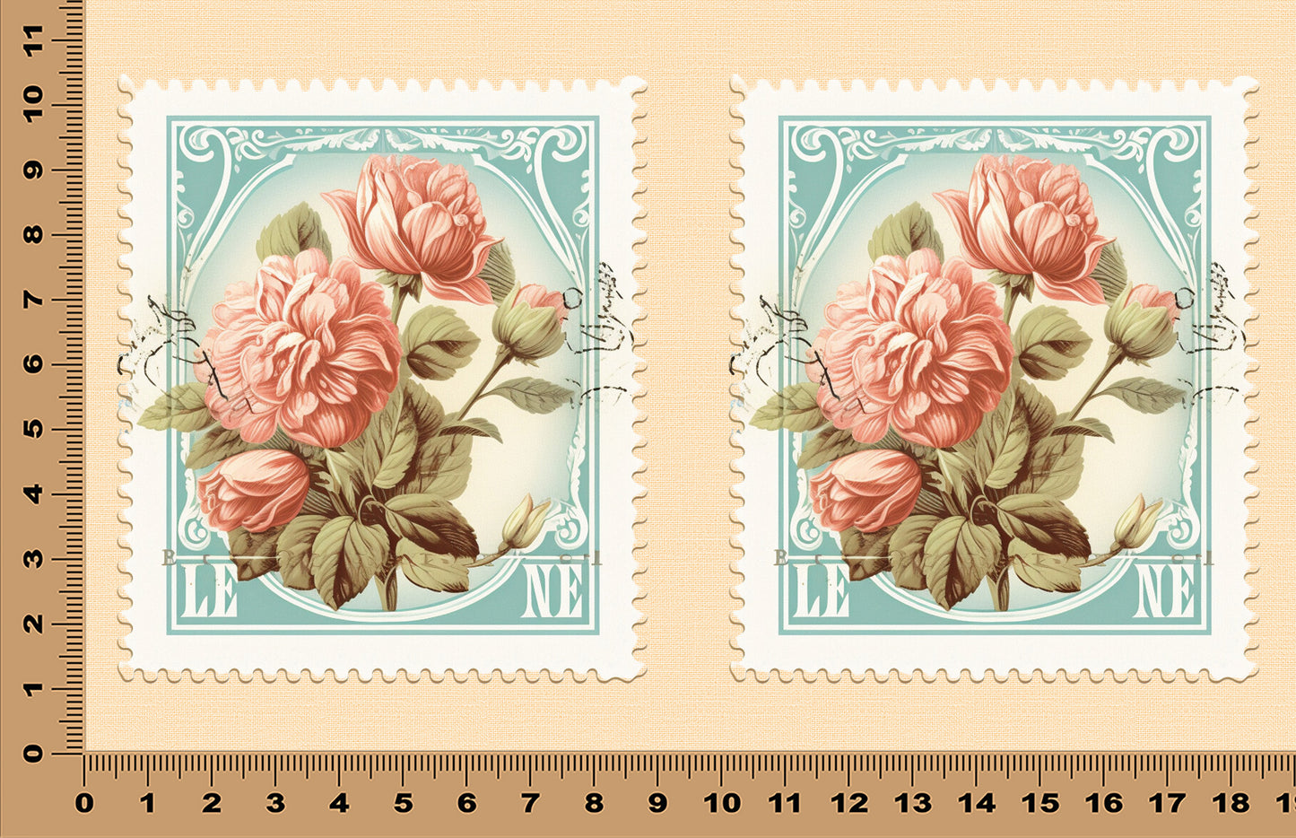 DecoCraft - Stamp Tiles Series - Blush Rose Postage