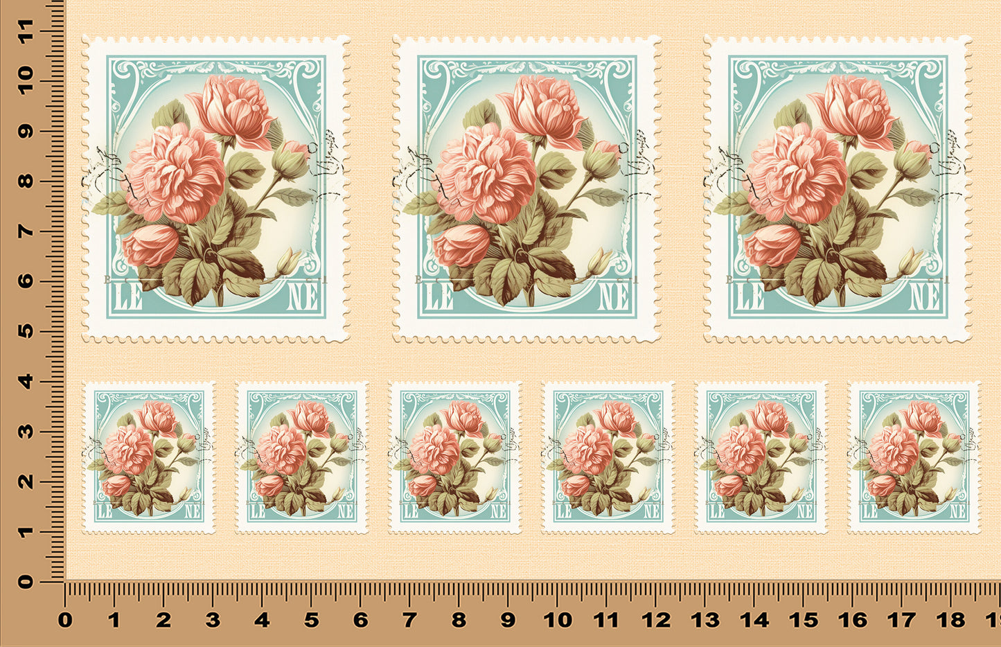 DecoCraft - Stamp Tiles Series - Blush Rose Postage