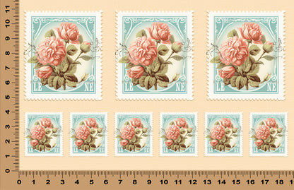 DecoCraft - Stamp Tiles Series - Blush Rose Postage