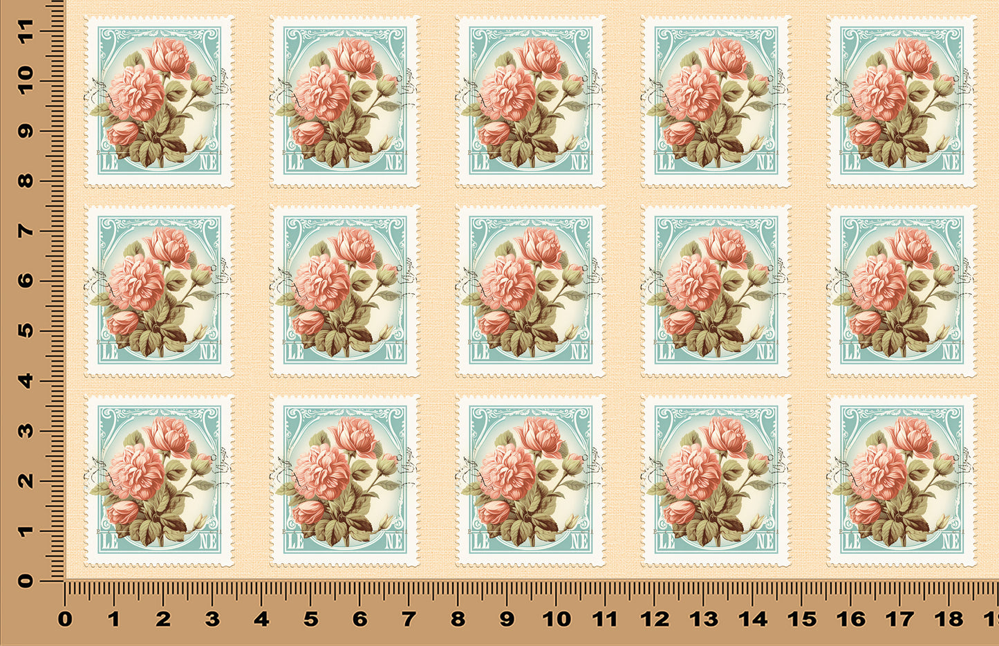 DecoCraft - Stamp Tiles Series - Blush Rose Postage