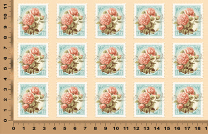 DecoCraft - Stamp Tiles Series - Blush Rose Postage