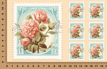 DecoCraft - Stamp Tiles Series - Blush Rose Postage