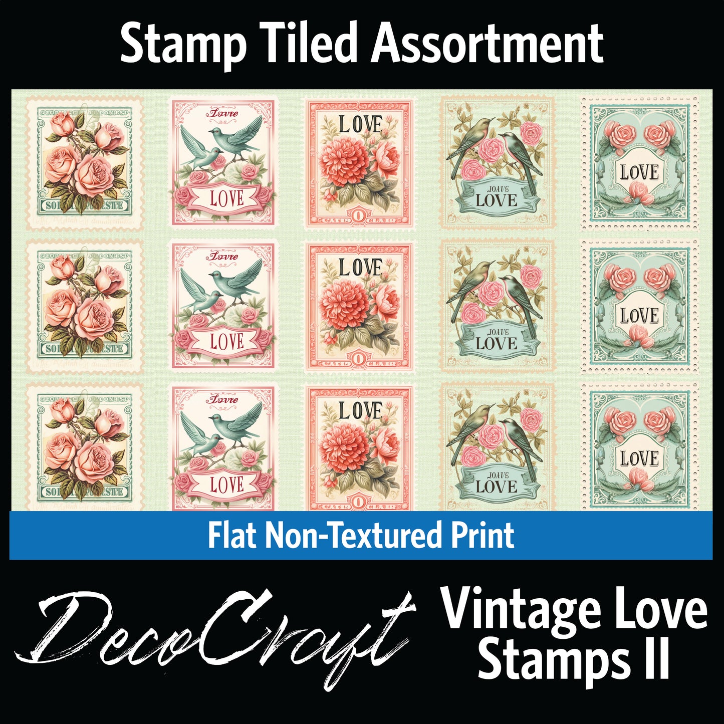 DecoCraft - Stamp Tiles Series - Vintage Love Stamps - Collection II