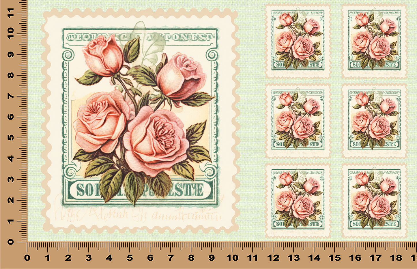 DecoCraft - Stamp Tiles Series - Blush Rose Bouquet