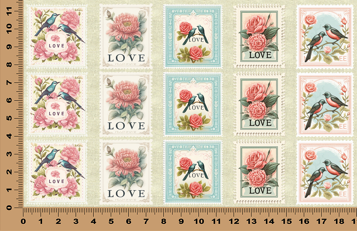 DecoCraft - Stamp Tiles Series - Vintage Love Stamps - Collection III