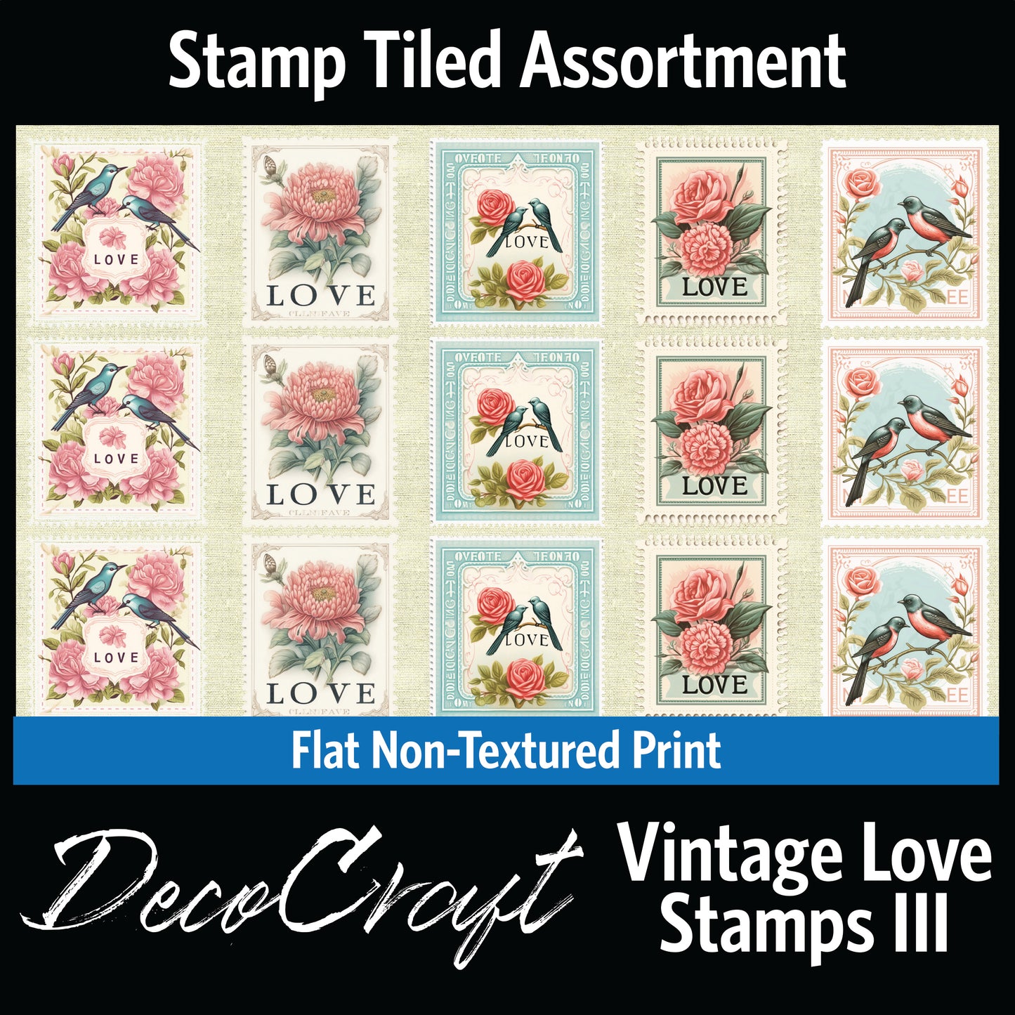 DecoCraft - Stamp Tiles Series - Vintage Love Stamps - Collection III