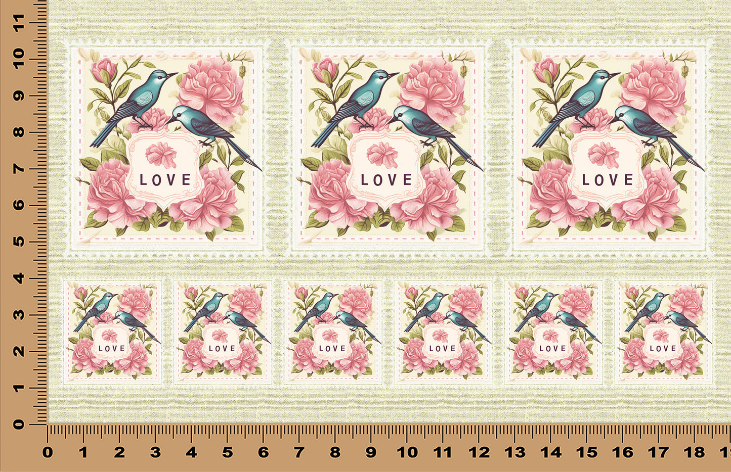 DecoCraft - Stamp Tiles Series - Blossom Lovebirds