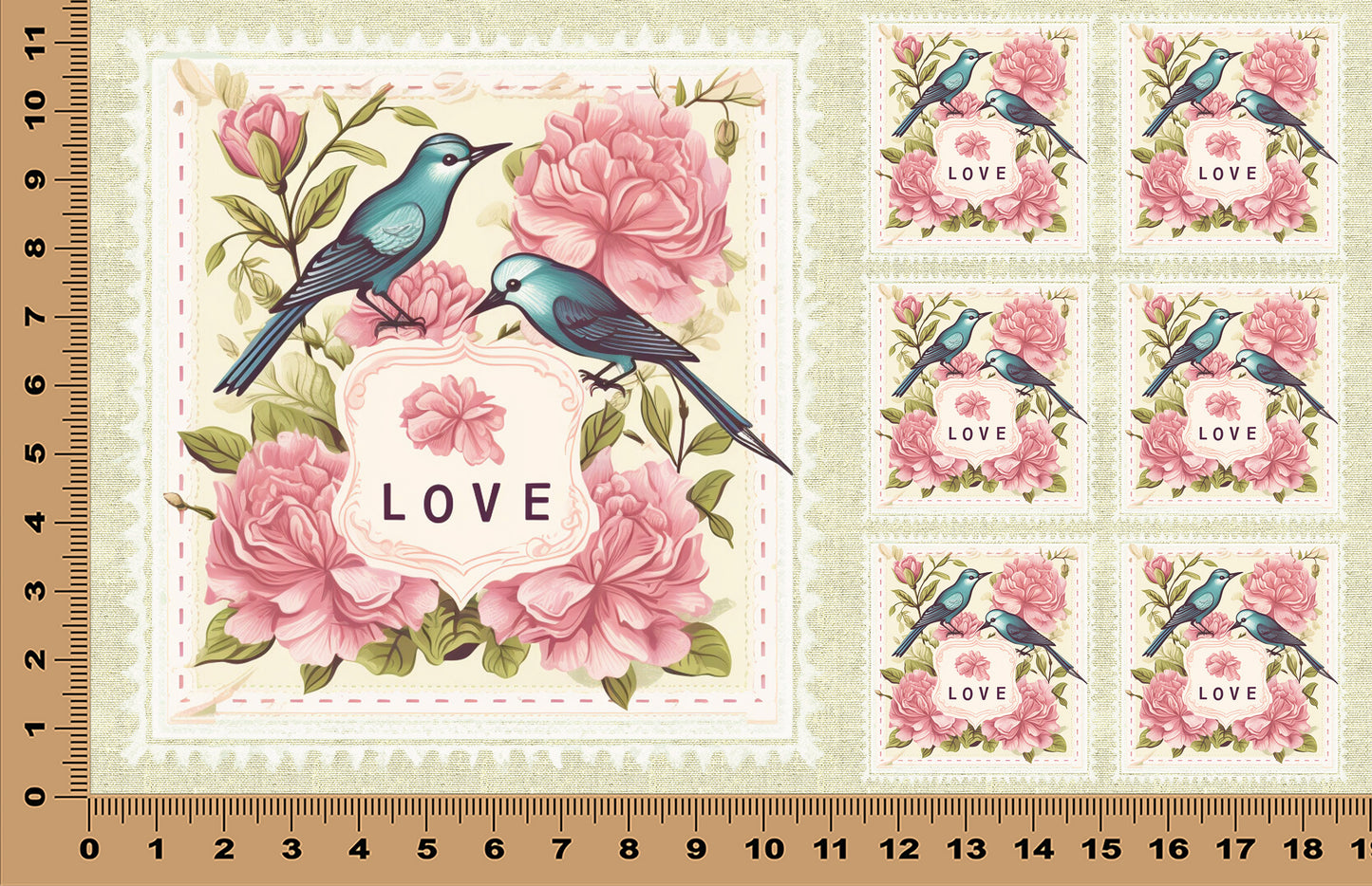 DecoCraft - Stamp Tiles Series - Blossom Lovebirds
