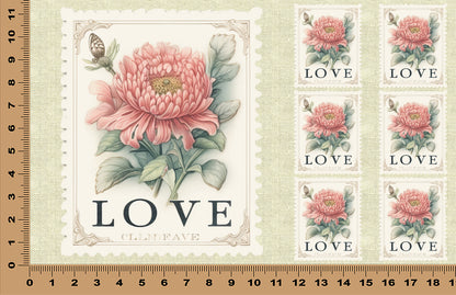 DecoCraft - Stamp Tiles Series - Heirloom Peony Love