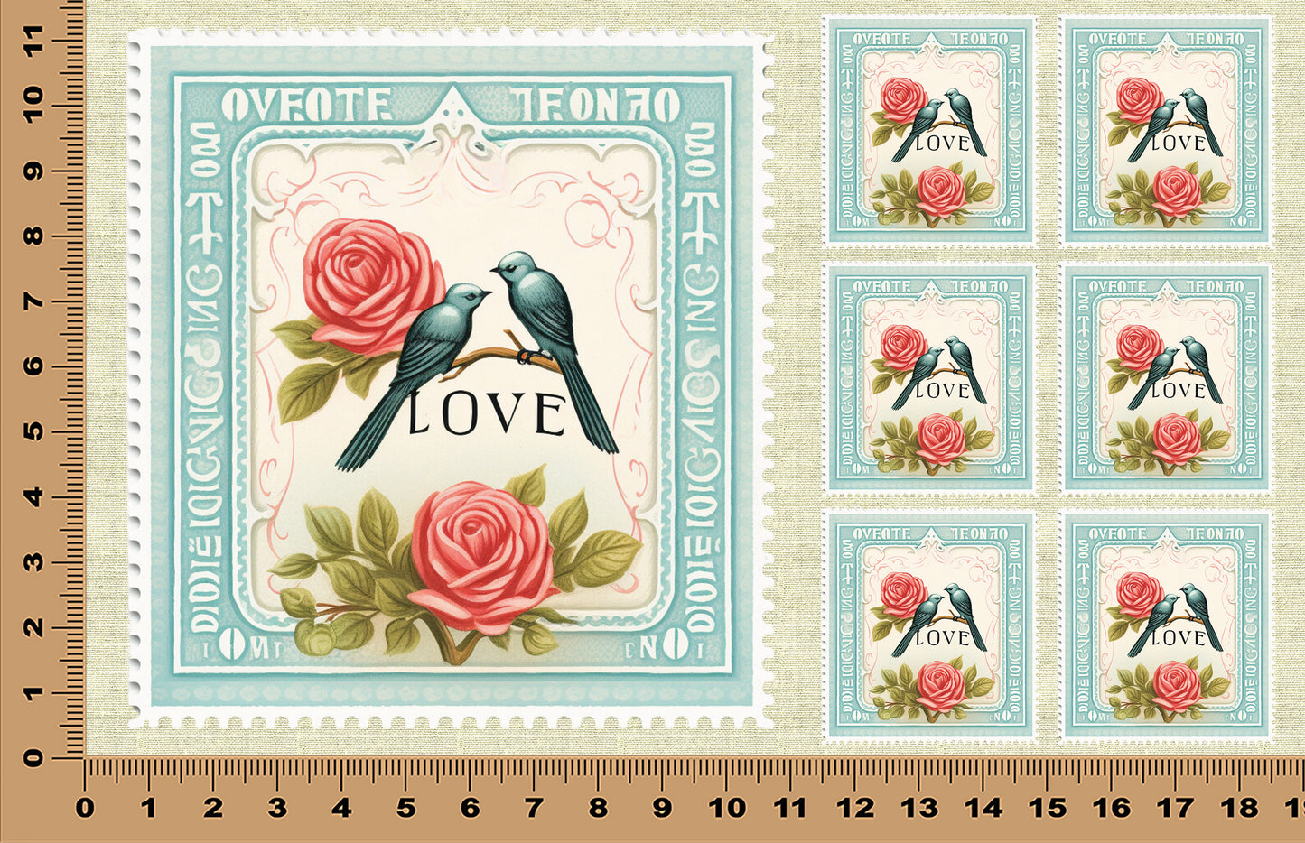 DecoCraft - Stamp Tiles Series - Rose & Sparrow Devotion