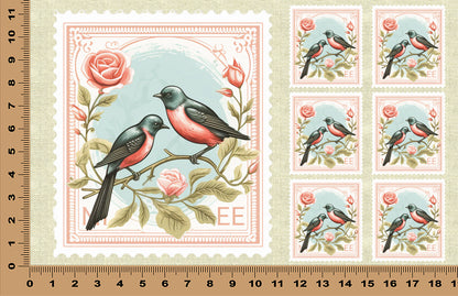 DecoCraft - Stamp Tiles Series - Sweetheart Songbirds