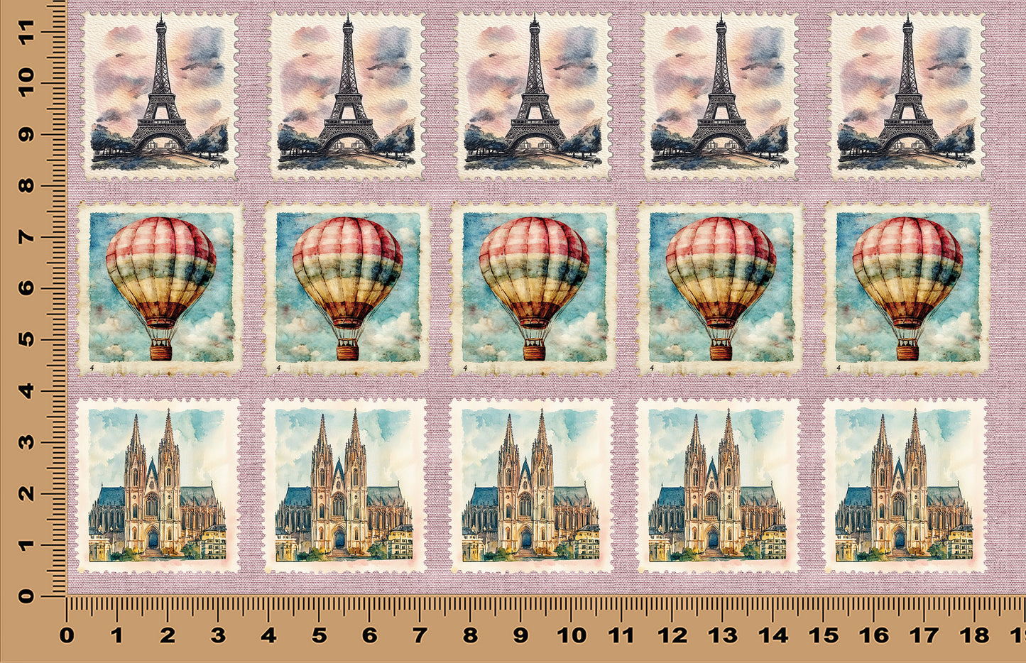 DecoCraft - Stamp Tiles Series - Vintage European Travels - Stamp Collection