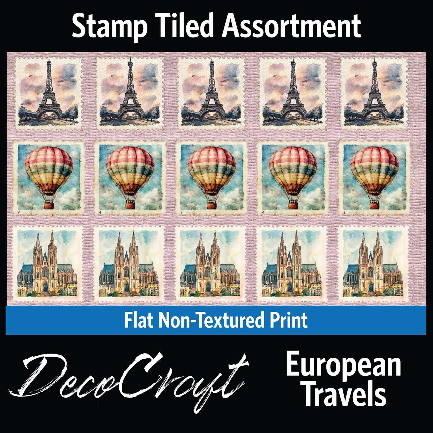 DecoCraft - Stamp Tiles Series - Vintage European Travels - Stamp Collection