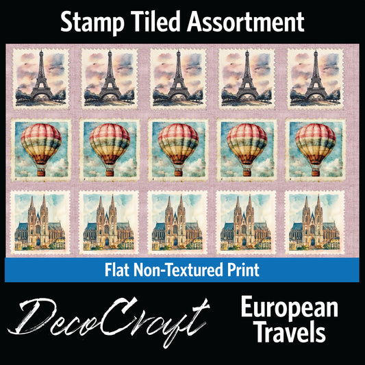 DecoCraft - Stamp Tiles Series - Vintage European Travels - Stamp Collection