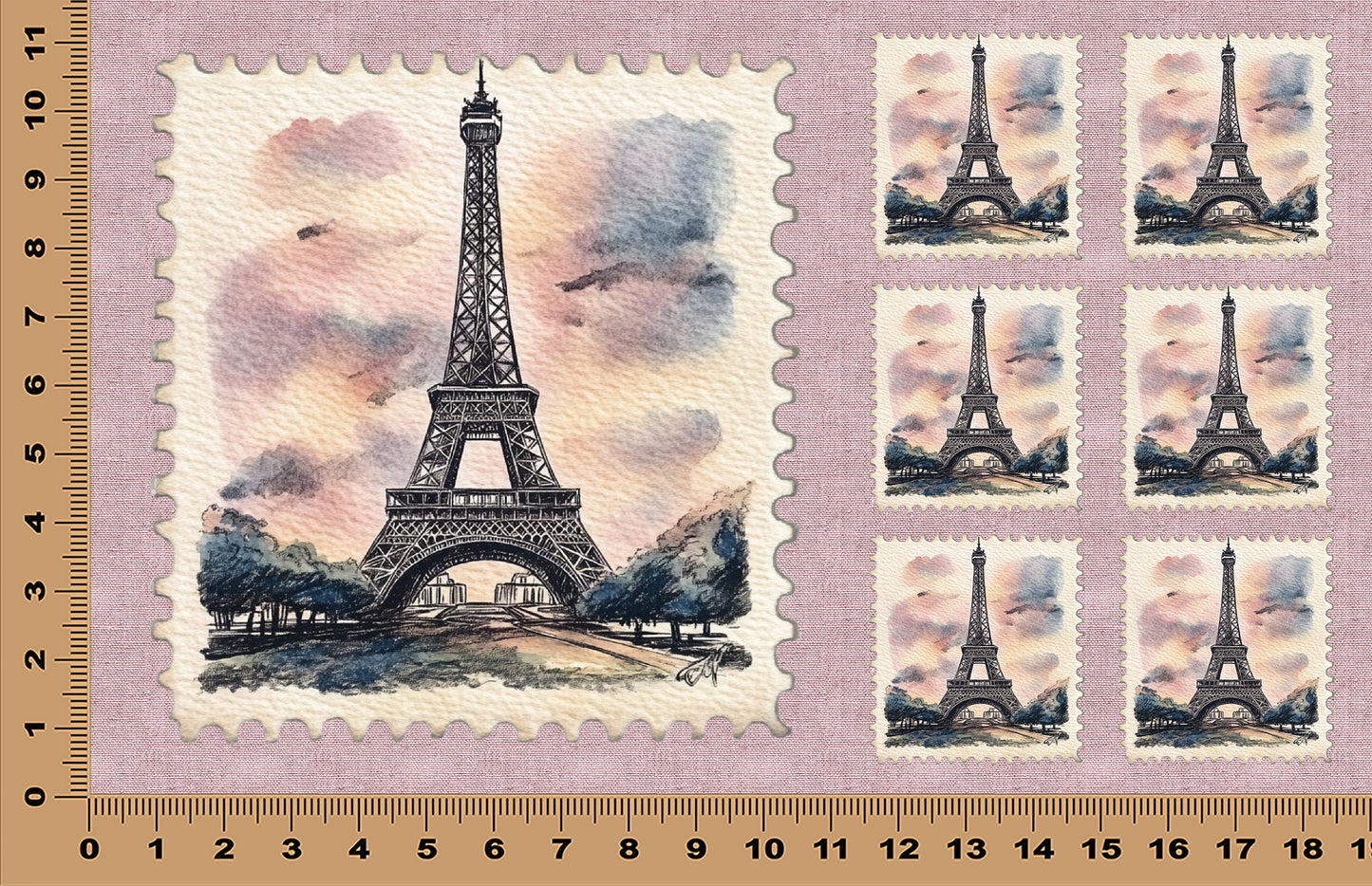 DecoCraft - Stamp Tiles Series - Parisian Sky - Eiffel Tower