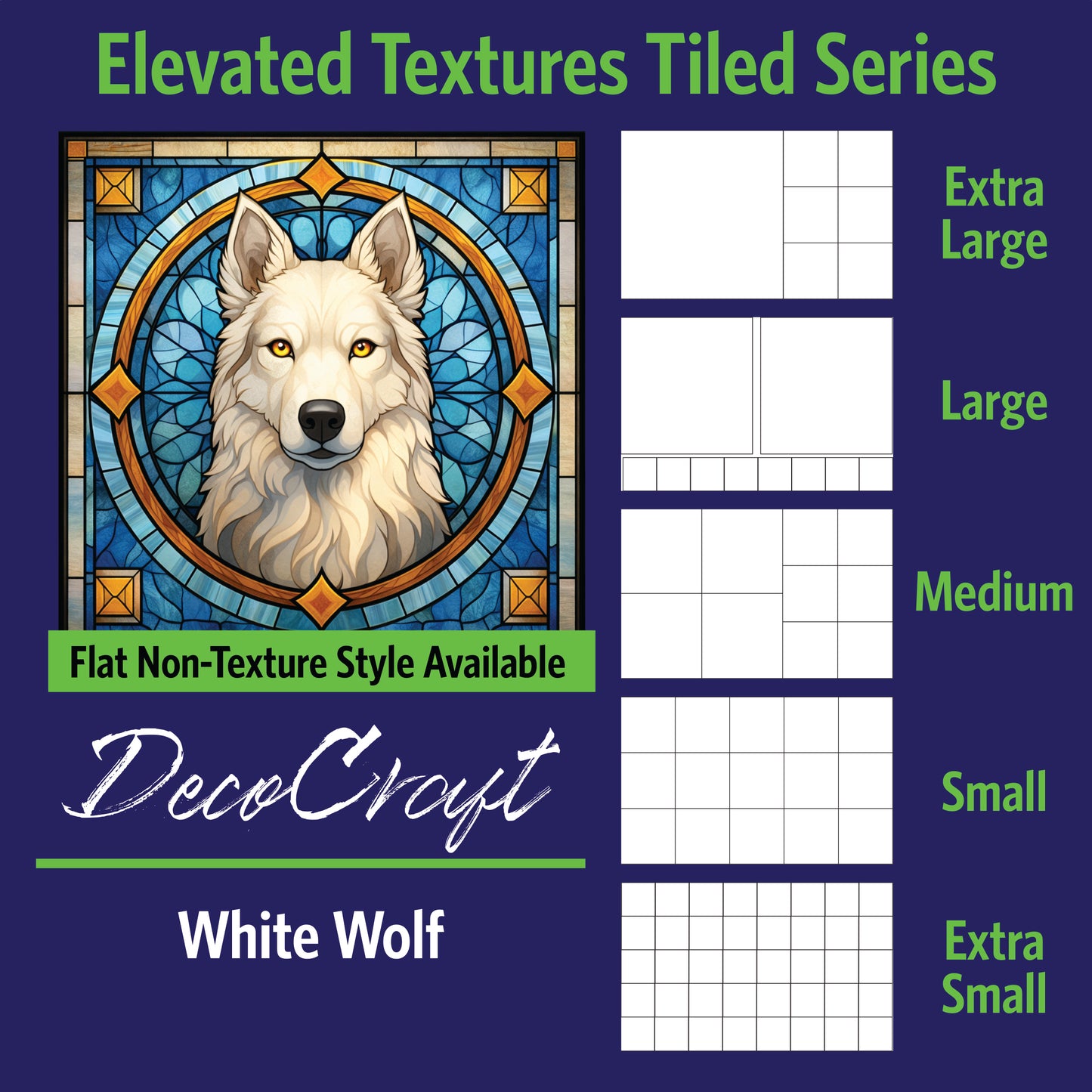 DecoCraft - Scenic Elevated Texture Tiles - White Wolf