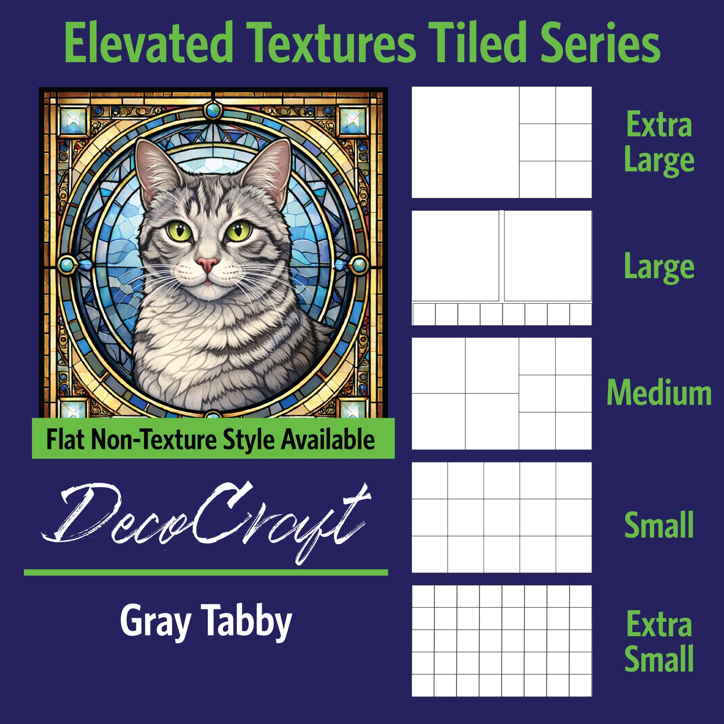 DecoCraft - Scenic Elevated Texture Tiles - Gray Tabby