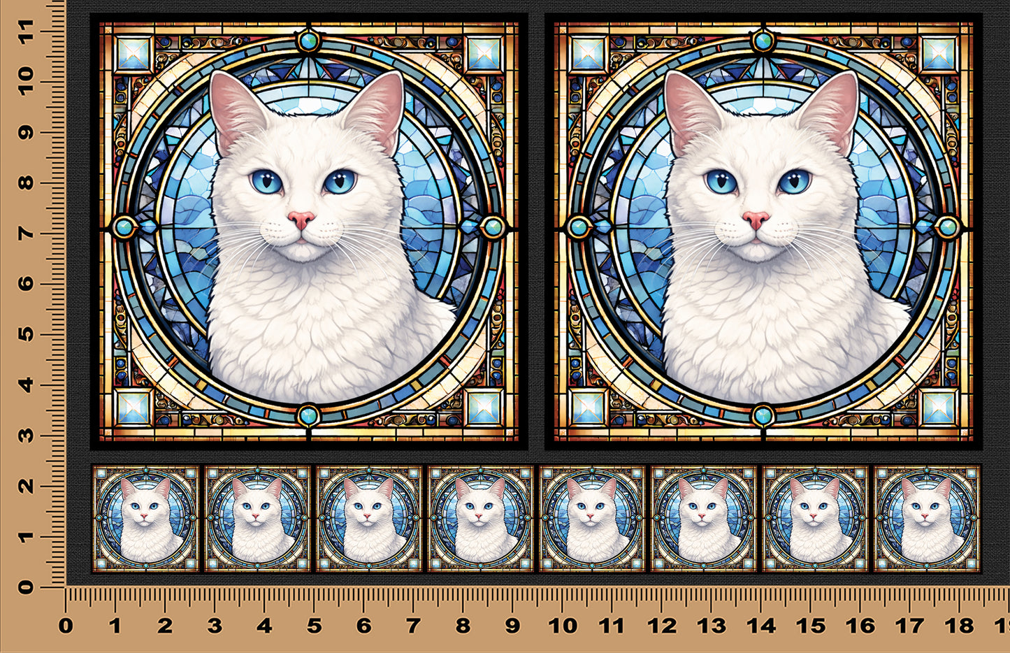 DecoCraft - Scenic Elevated Texture Tiles - White Cat