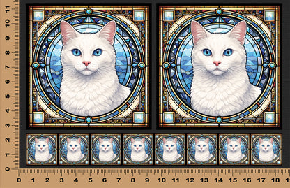 DecoCraft - Scenic Elevated Texture Tiles - White Cat