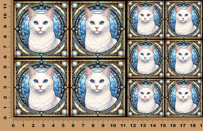 DecoCraft - Scenic Elevated Texture Tiles - White Cat