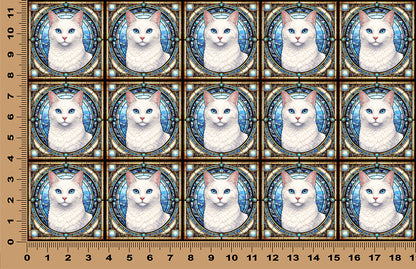 DecoCraft - Scenic Elevated Texture Tiles - White Cat