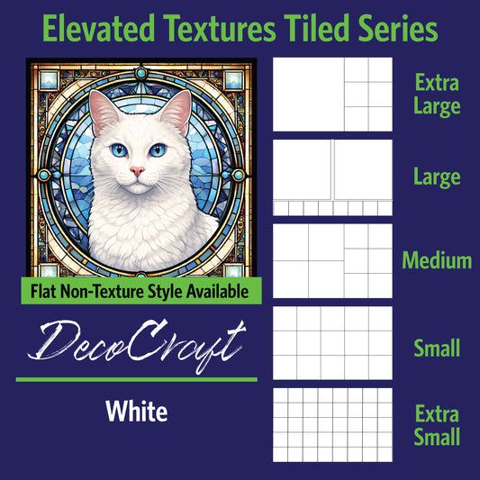 DecoCraft - Scenic Elevated Texture Tiles - White Cat