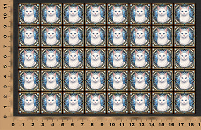 DecoCraft - Scenic Elevated Texture Tiles - White Cat