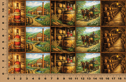 DecoCraft - Scenic Elevated Texture Tiles - Realistic Stained Glass - Barrels & Bourbon