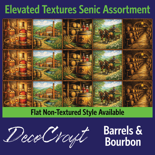 DecoCraft - Scenic Elevated Texture Tiles - Realistic Stained Glass - Barrels & Bourbon