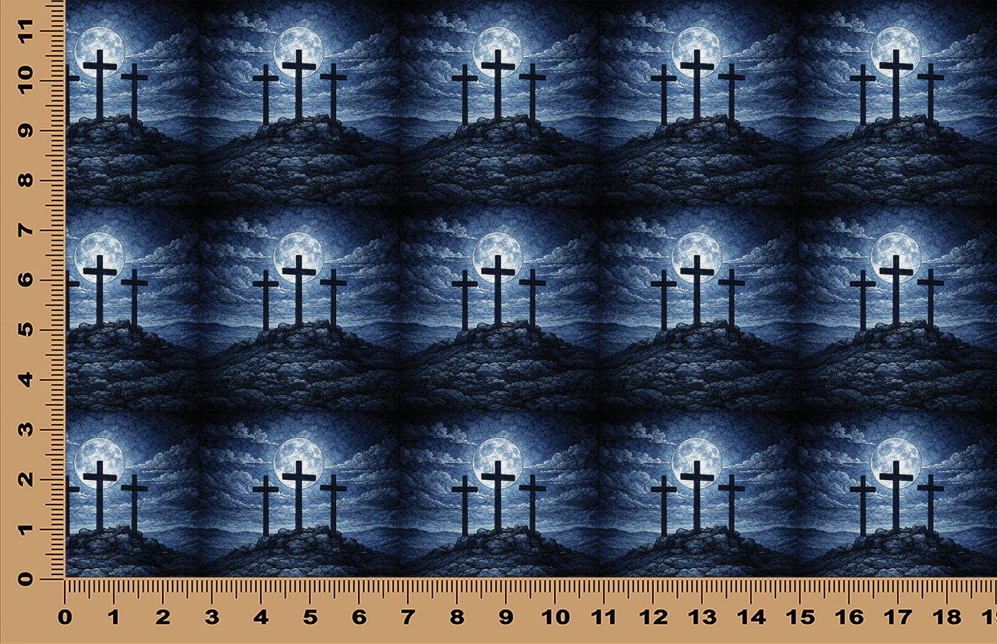 DecoCraft - Scenic Tiles Series - Calvary Crosses Under Moonlight